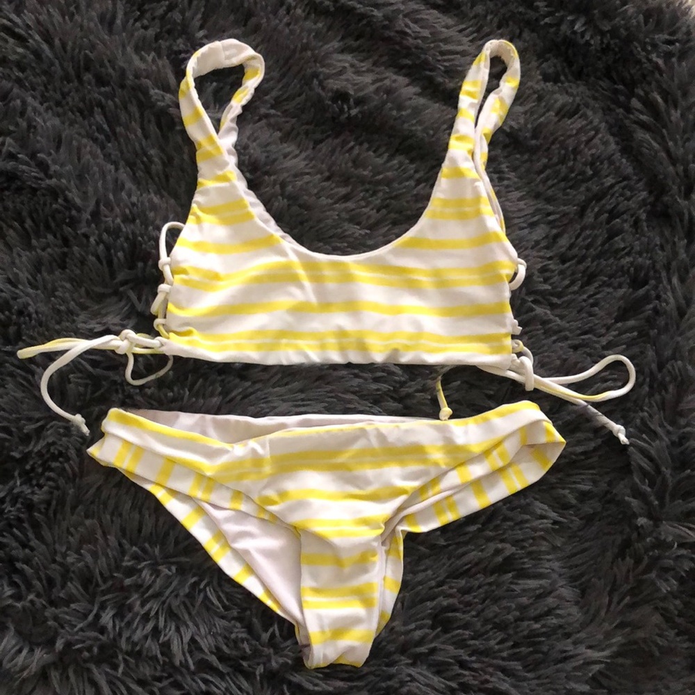 Yellow striped bikini